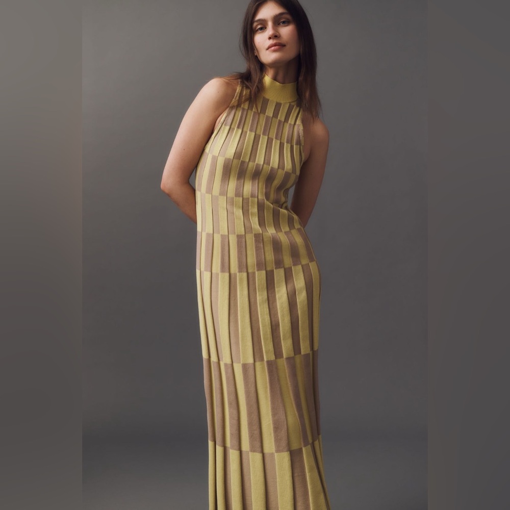 ✨ Anthropologie Mock-Neck Sleeveless Column Dress Sz M